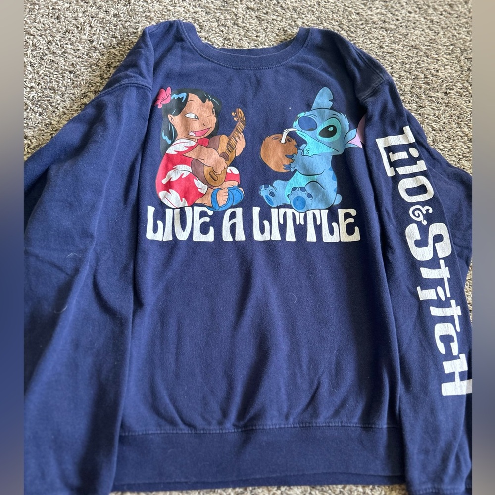 Navy LILO and Stitch Crewneck Sweatshirt